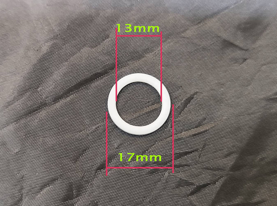 5ชิ้น:ชุด ปะเก็น ซีล แหวนปะเก็น เทฟลอน PTFE/Teflon ขนาด OD:17,ID:13,หนา 1.25mm.