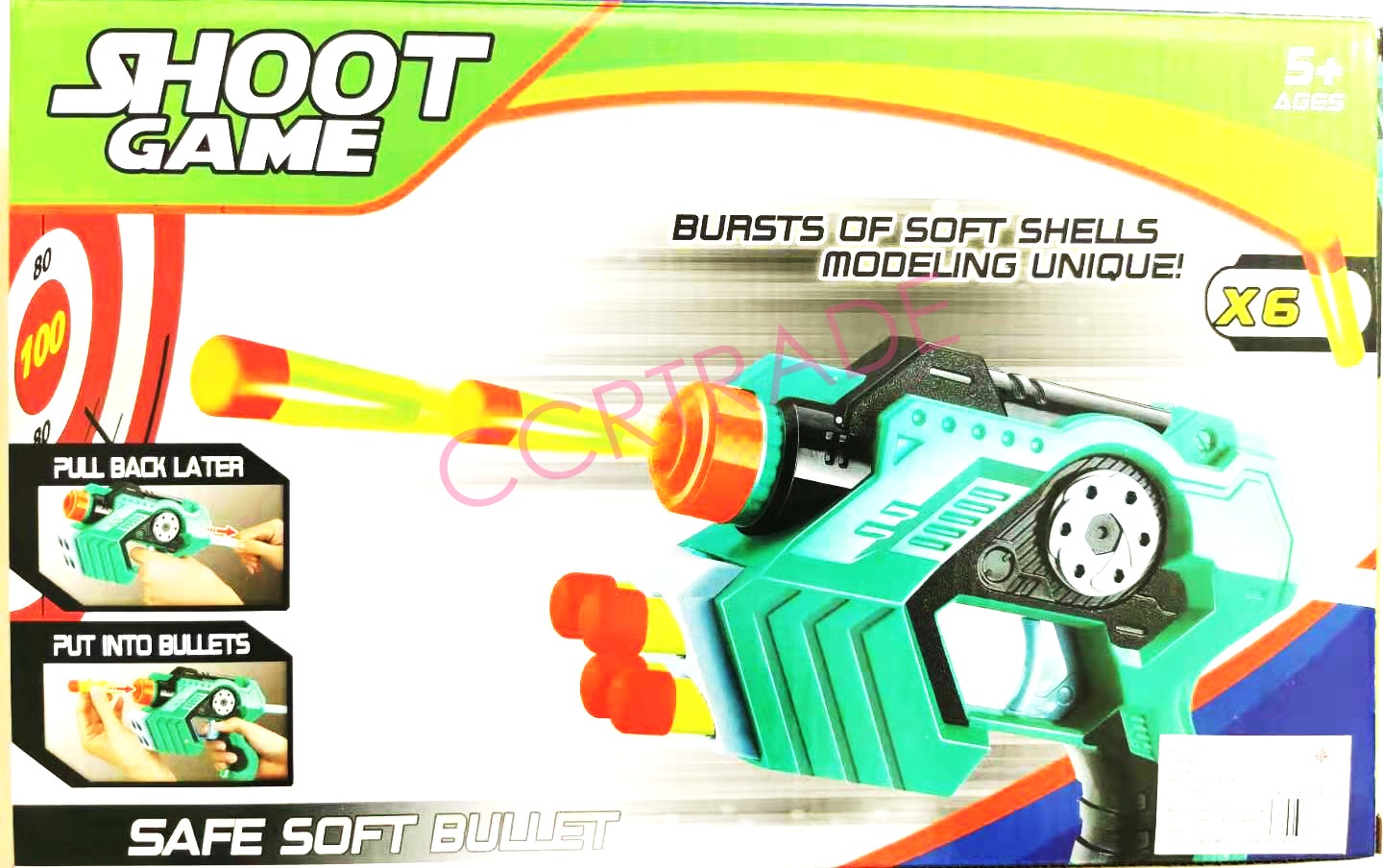 ปืนเนิร์ฟยิงกระสุนโฟม+เป้ากระป๋องกล่อง 22x34 ซม.(1x3)