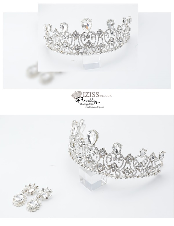 AC021 **พรีออเดอร์**ชุดเทียร่า มงกุฎเพชร พร้อมต่างหู ชุดเครื่องประดับเจ้าสาวสวยหรูดุจเจ้าหญิง