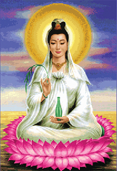 พระโพธิสัตว์กวนอิมประทับดอกบัว