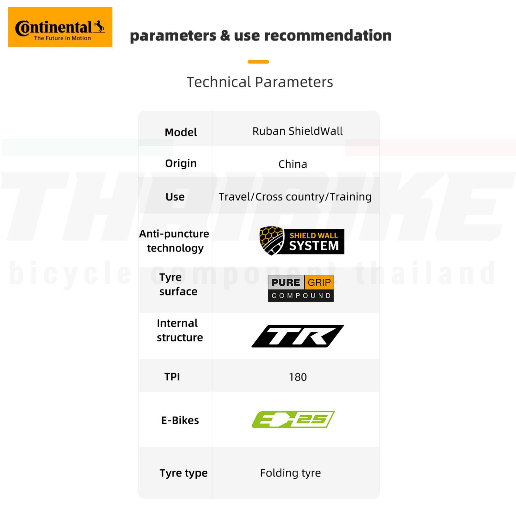ยางนอกจักรยานเสือภูเขาขอบพับ Continental รุ่น RUBAN ขนาด 29X2.1 29X2.3