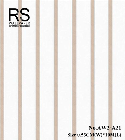 วอลเปเปอร์ ลายทางลง คลาสสิค หรู พื้นขาว ลายสีน้ำตาล มีกลิเตอร์ วิ้งๆ AW2-A21