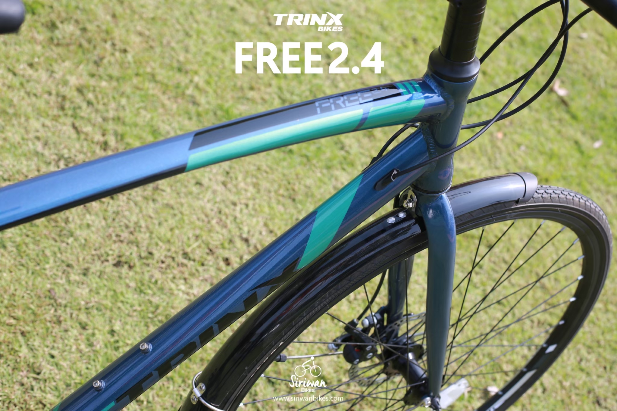 TRINX : FREE2.4 จักรยานไฮบริด เฟรมอลูมิเนียม 24 สปีด ดิสเบรค พร้อมตะแกรง บังโคลน ขาตั้ง