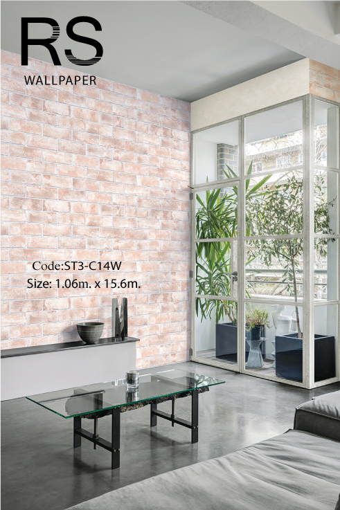 วอลเปเปอร์ลายอิฐสีแดงอ่อน ST3-C14W