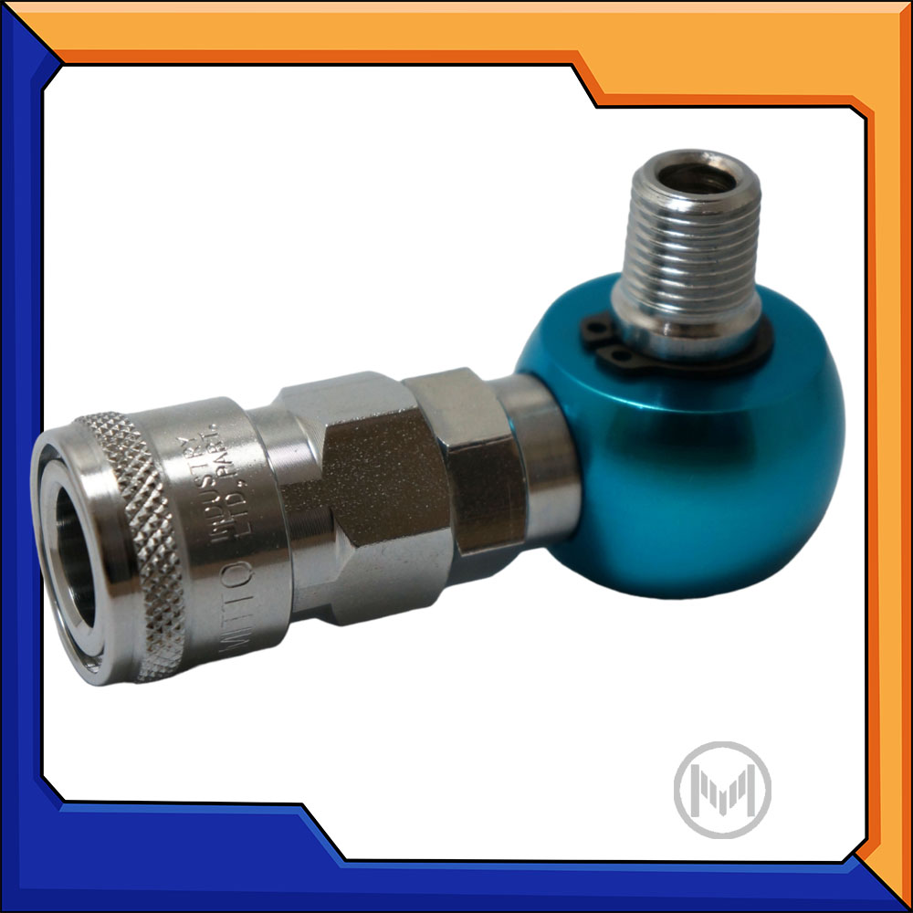 ข้อต่อลม คอปเปอร์ลมงอ 90องศา พร้อมตัวหมุนได้ (Blue)