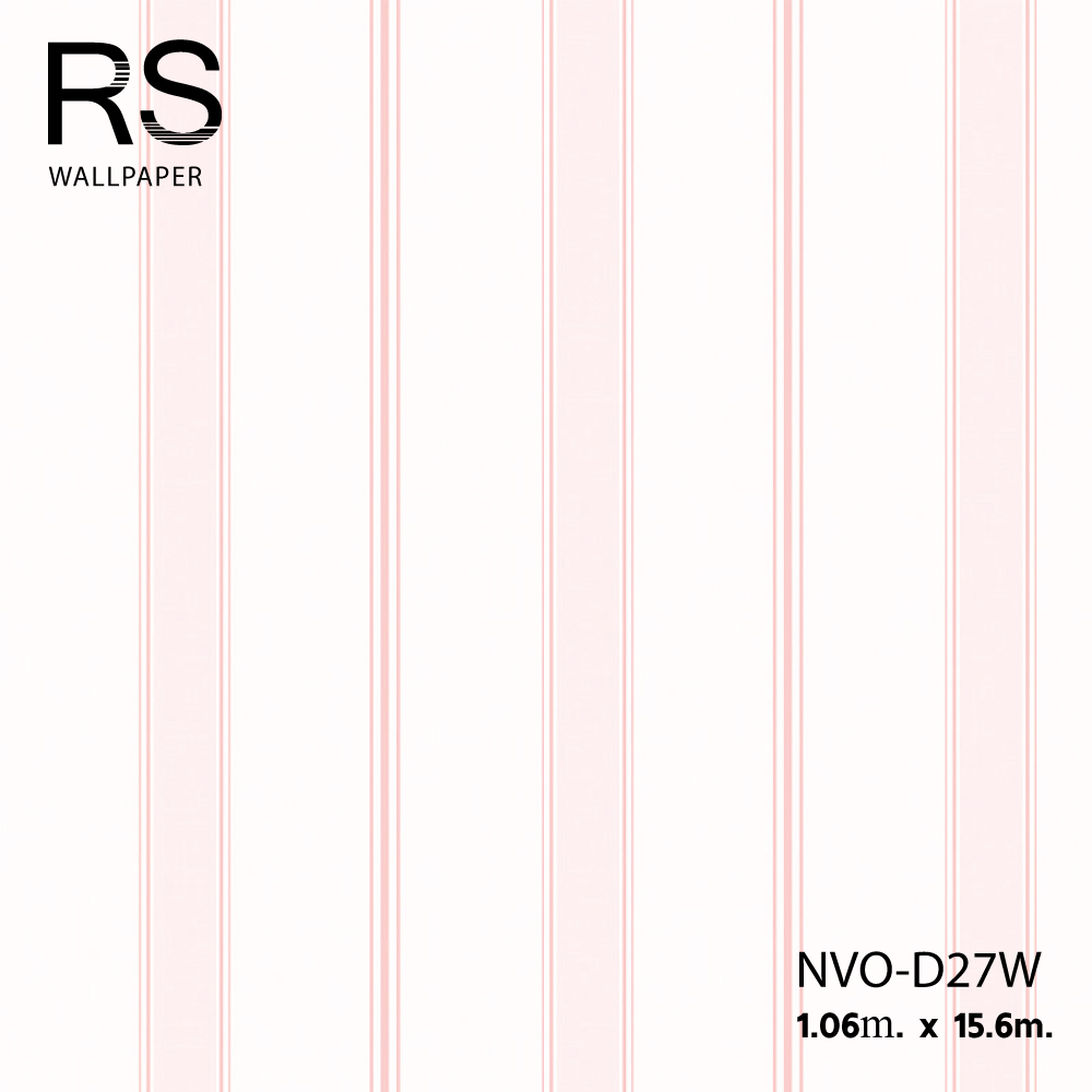 วอลเปเปอร์ ลายทางขาวสลับชมพู ช่องขาวขนาด6cm. NVO-D27W