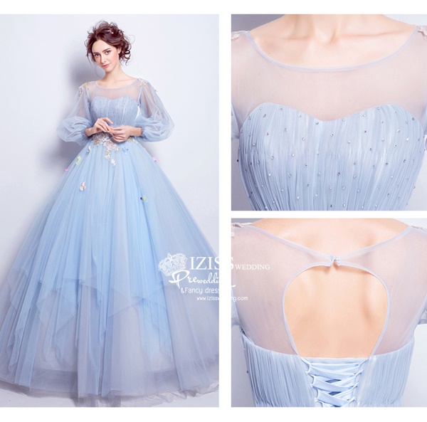 PW586- **พรีออเดอร์ค่ะ**ชุดราตรี ชุดแฟนซี ชุดคู่ถ่ายพรีเวดดิ้ง (prewedding dress) & ชุดแต่งงานแฟนซี (Fancy wedding dress)ชายหญิง "ธีมสีฟ้า"