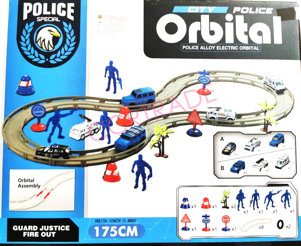 เซ็ทรถรางตำรวจ 24 ชิ้นกล่องจัมโบ้ 27.5x36 ซม.(1x3)