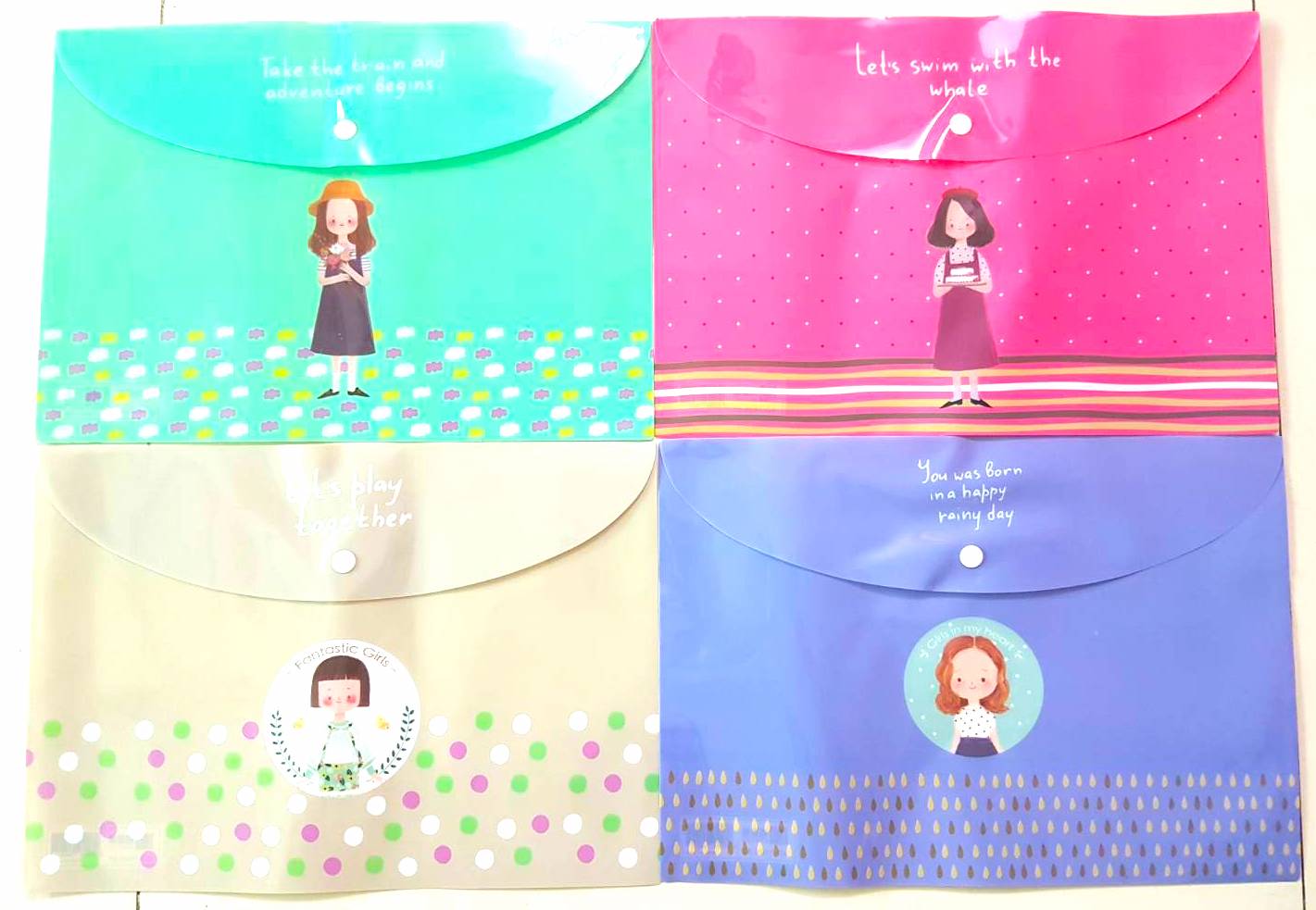 แฟ้มกระดุมพลาสติก สไตล์เกาหลี ขนาด A4 (33 ซม.)