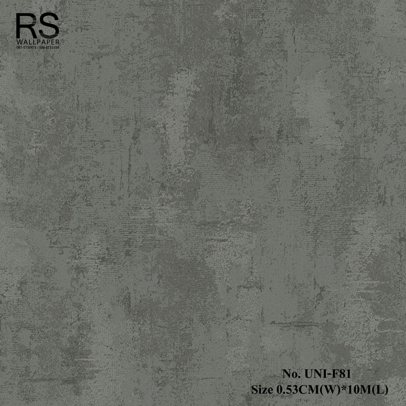 วอลเปเปอร์ติดผนัง ลายปูนเปลือย สีเทาเข้มปนดำ No.UNI-F81
