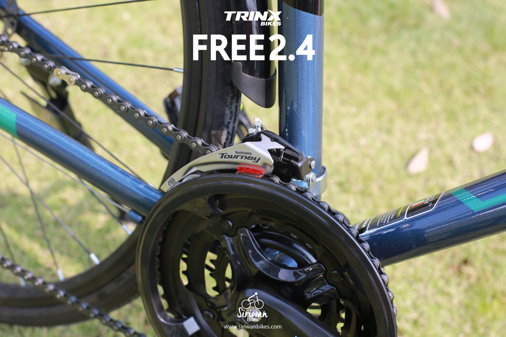 TRINX : FREE2.4 จักรยานไฮบริด เฟรมอลูมิเนียม 24 สปีด ดิสเบรค พร้อมตะแกรง บังโคลน ขาตั้ง