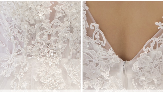 BR204 **พรีออเดอร์**ชุดแต่งงาน&ชุดเจ้าสาวแบบยาวสีขาวเกรดพรีเมี่ยม หรูหราน่ารัก สวยโดดเด่นไม่ซ้ำใคร