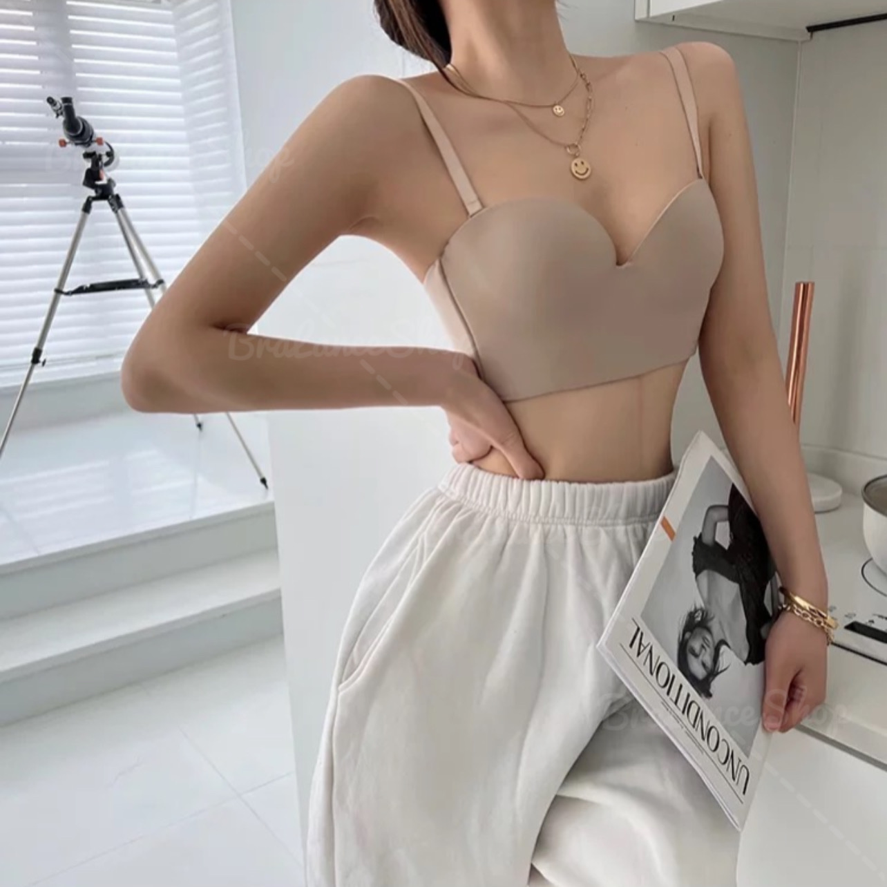 BLS✿0316 ยกทรงเกาะอกล๊อคกิ้งบรา สไตล์ครอปบรา