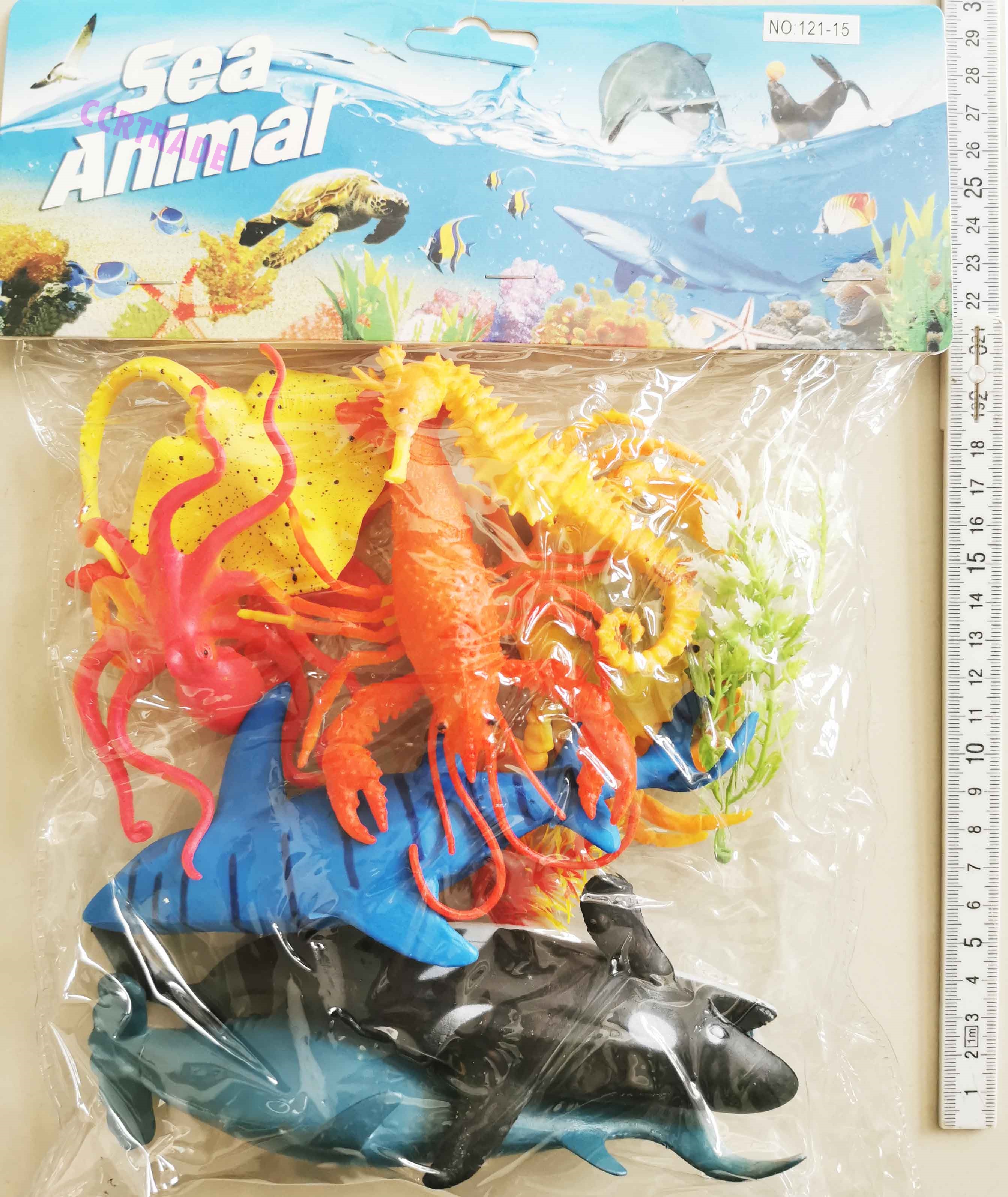 ชุดโมเดลเรียนรู้สัตว์ทะเลแอตแลนติก 12 ชิ้นถุง PVC 22.5 ซม.(1x3)