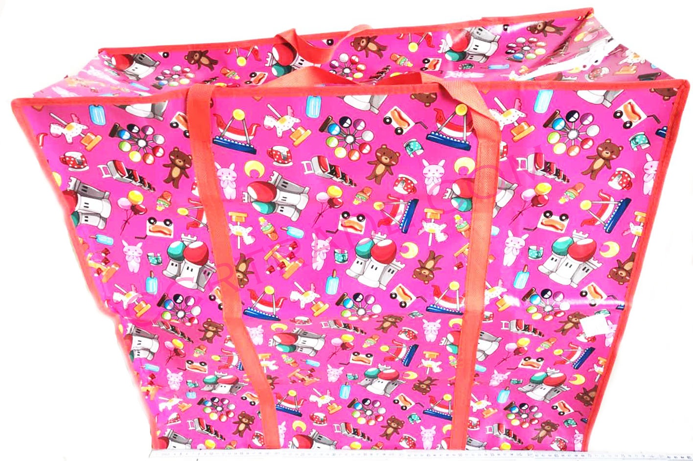 กระเป๋ากระสอบซิปใหญ่ (คละลาย) 70x63x28 ซม.(1x3)