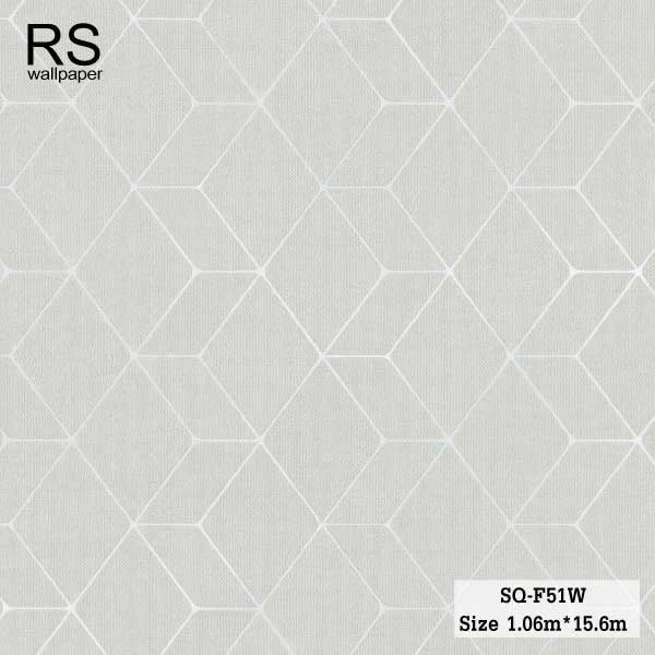 วอลเปเปอร์ สไตล์โมเดิร์น ลายลูกบาศ์ก พื้นสีเทา เส้นสีขาว SQ-F51W