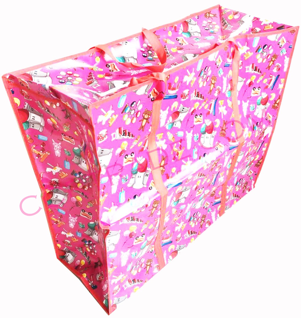 กระเป๋ากระสอบซิปใหญ่ (คละลาย) 70x63x28 ซม.(1x3)