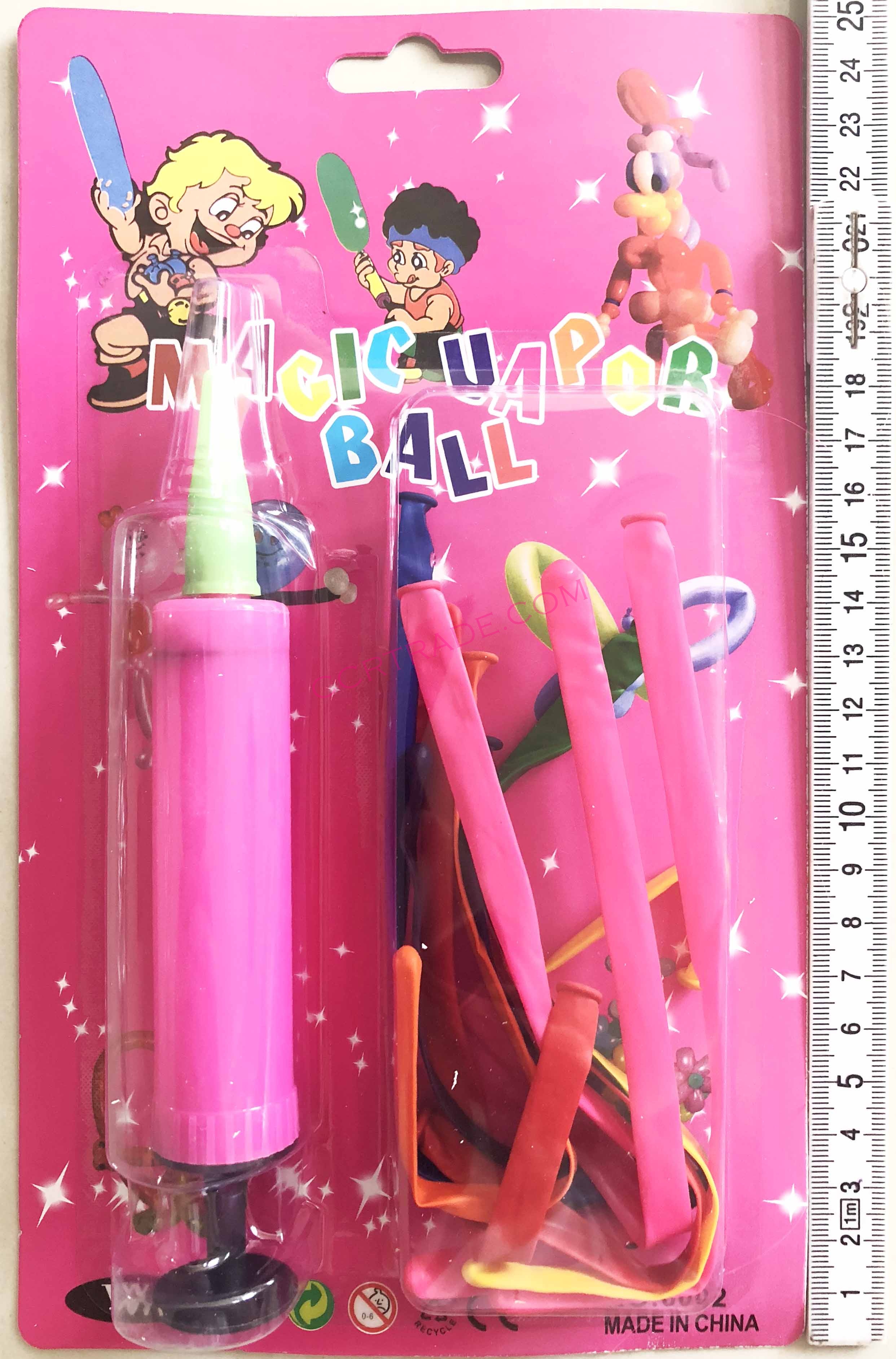 ลูกโป่งยาว+ที่สูบสีสดแผง 25 ซม.