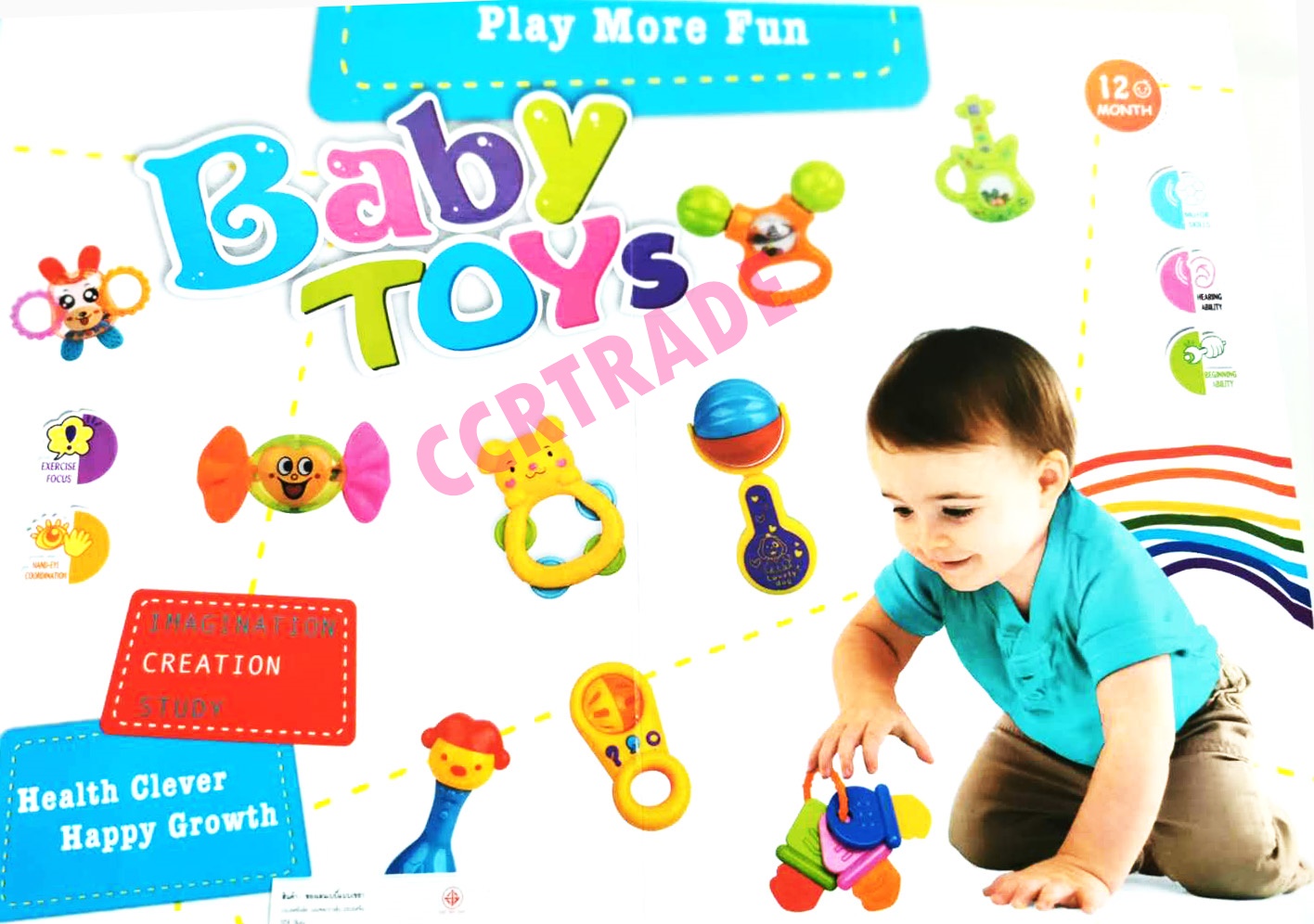 ชุดเขย่าเด็กอ่อน 6 ชิ้น มีเสียงกล่อง 29x34.5 ซม.(1x3)