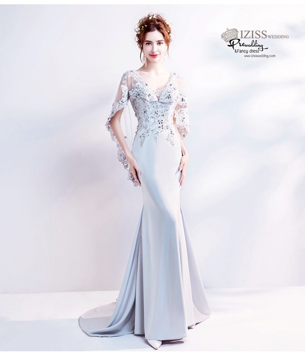 DL047 - **พรีออเดอร์** ชุดราตรี เดรสยาวออกงาน (Night party dresses) ชุดไปงานแต่งงานสวยๆ "ธีมสีเทา"