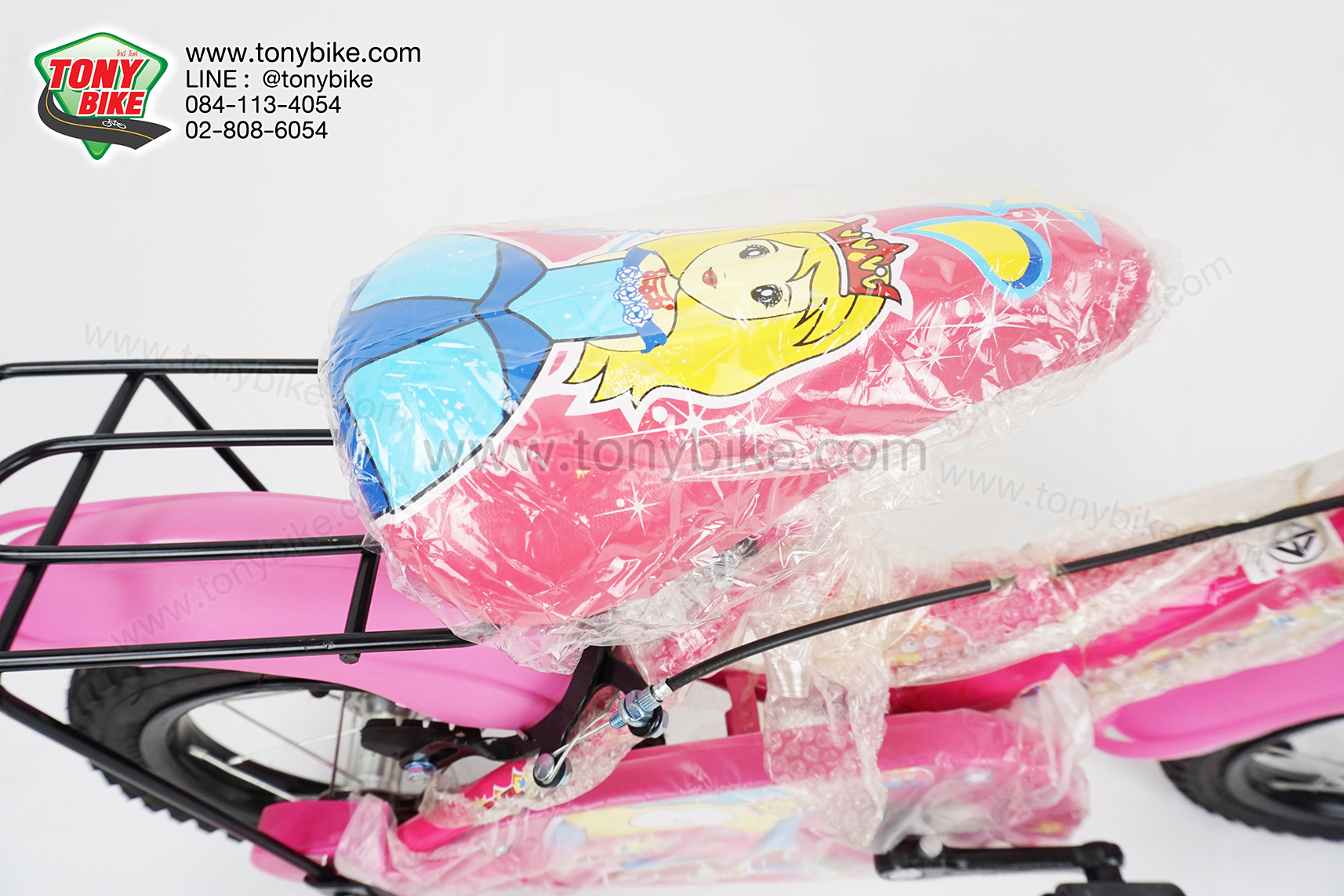 จักรยานเด็ก ล้อ 12 นิ้ว แฮนด์ตรง สีชมพู