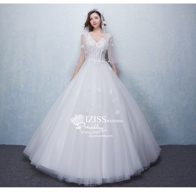 BR147 **พรีออเดอร์**ชุดแต่งงาน&ชุดเจ้าสาวแบบยาวสีขาวเกรดพรีเมี่ยม เปิดไหล่ มีแขน หรูหราน่ารัก สวยโดดเด่นไม่ซ้ำใคร