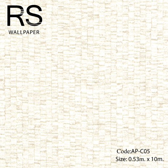 วอลเปเปอร์เทกเจอร์โดดเด่นลายหินกรวดเล็กสี่เหลี่ยมสีขาวมุก AP-C05