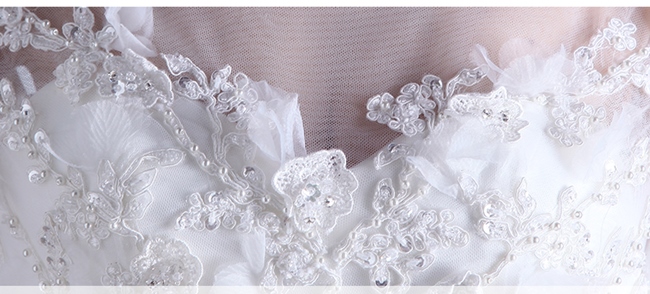 BR180 **พรีออเดอร์**ชุดแต่งงาน&ชุดเจ้าสาวแบบยาวสีขาวเกรดพรีเมี่ยม เปิดไหล่ มีแขน หรูหราน่ารัก สวยโดดเด่นไม่ซ้ำใคร