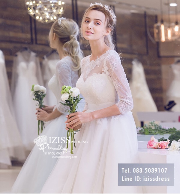 BR299 **พรีออเดอร์**ชุดแต่งงาน&ชุดเจ้าสาวแบบยาวสีขาวเกรดพรีเมี่ยม หรูหราน่ารัก สวยโดดเด่นไม่ซ้ำใคร