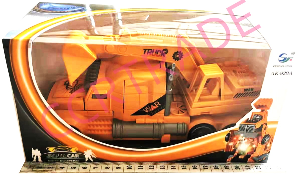 รถแม็คโครแปลงร่าง มีเสียง มีไฟกล่อง 13x23 ซม.(1x3)