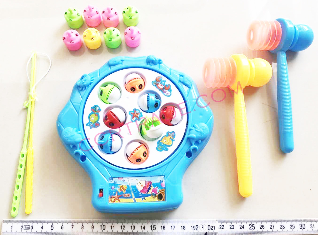 เกมส์ตกปลาหมุน+ทุบตัวตุ่น 2 in 1 กล่อง 32 ซม.(1x3)