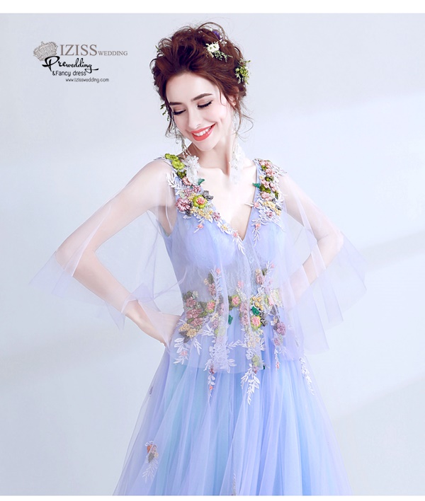 DL017 - **พรีออเดอร์** ชุดราตรี เดรสยาวออกงาน (short dresses) ชุดไปงานแต่งงานสวยๆ "ธีมสีฟ้า"