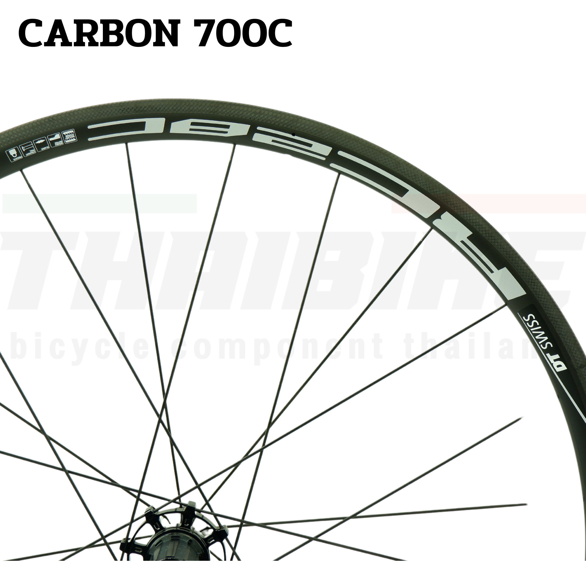 ล้อจักรยานคาร์บอนแท้ ขอบล้อ 700C dtswiss เเท้ ใส่ดุม DECA ขนาดสูง 28/28