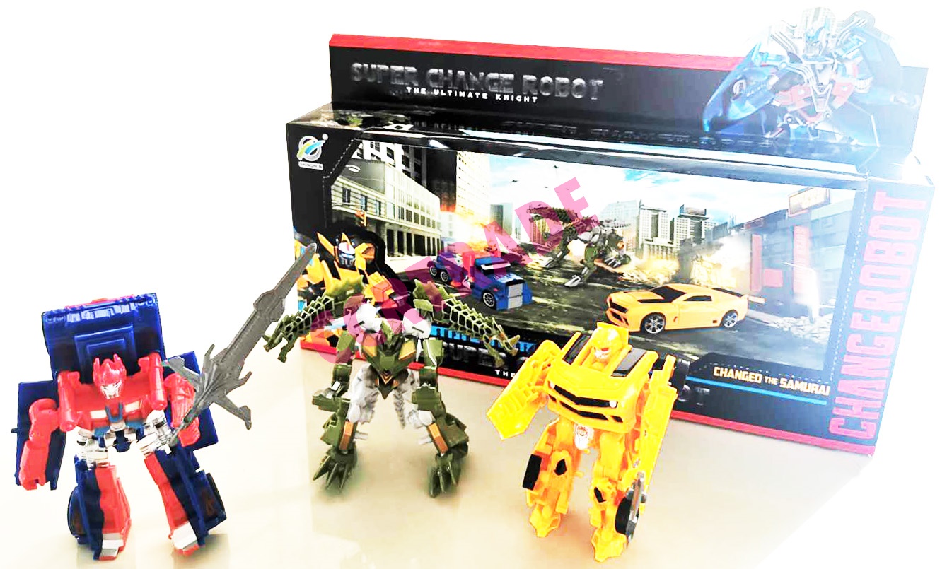 หุ่นรถแปลงร่าง+มังกร 3 ชิ้นกล่อง 22.5x35 ซม.(1x3)