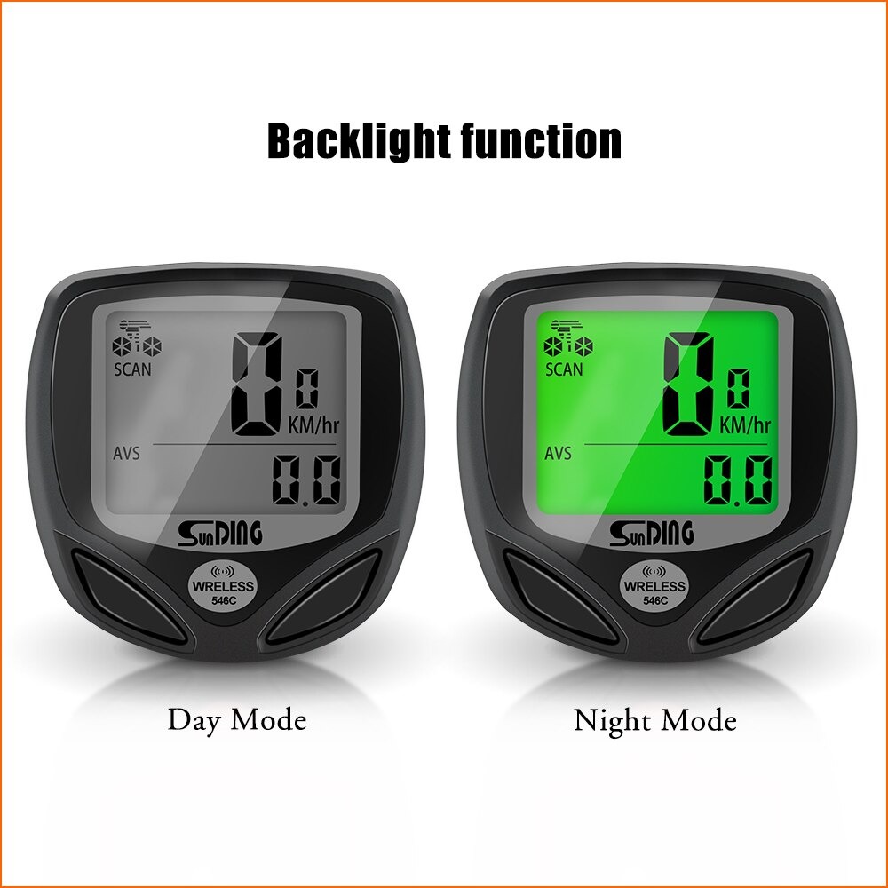 ไมล์จักรยานไร้สาย SUNDING SD546C แบบมีไฟ