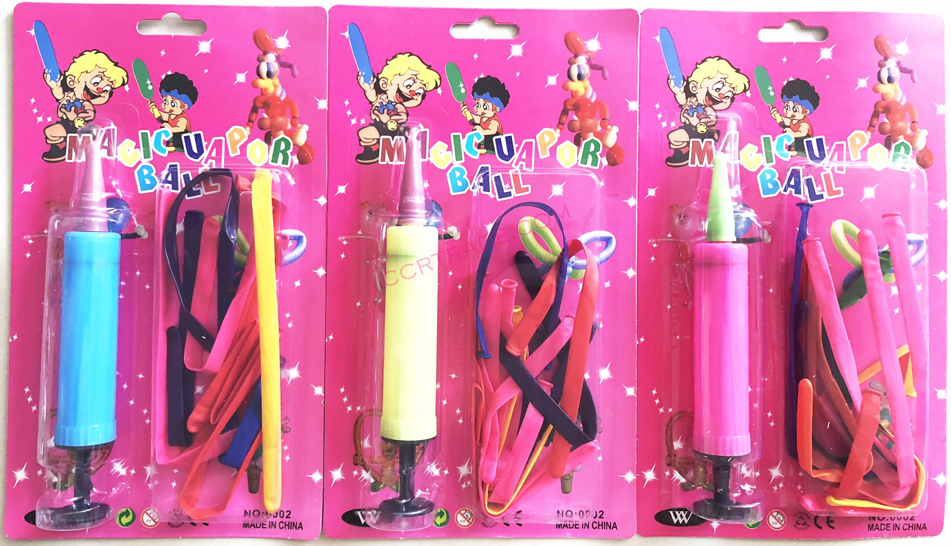 ลูกโป่งยาว+ที่สูบสีสดแผง 25 ซม.