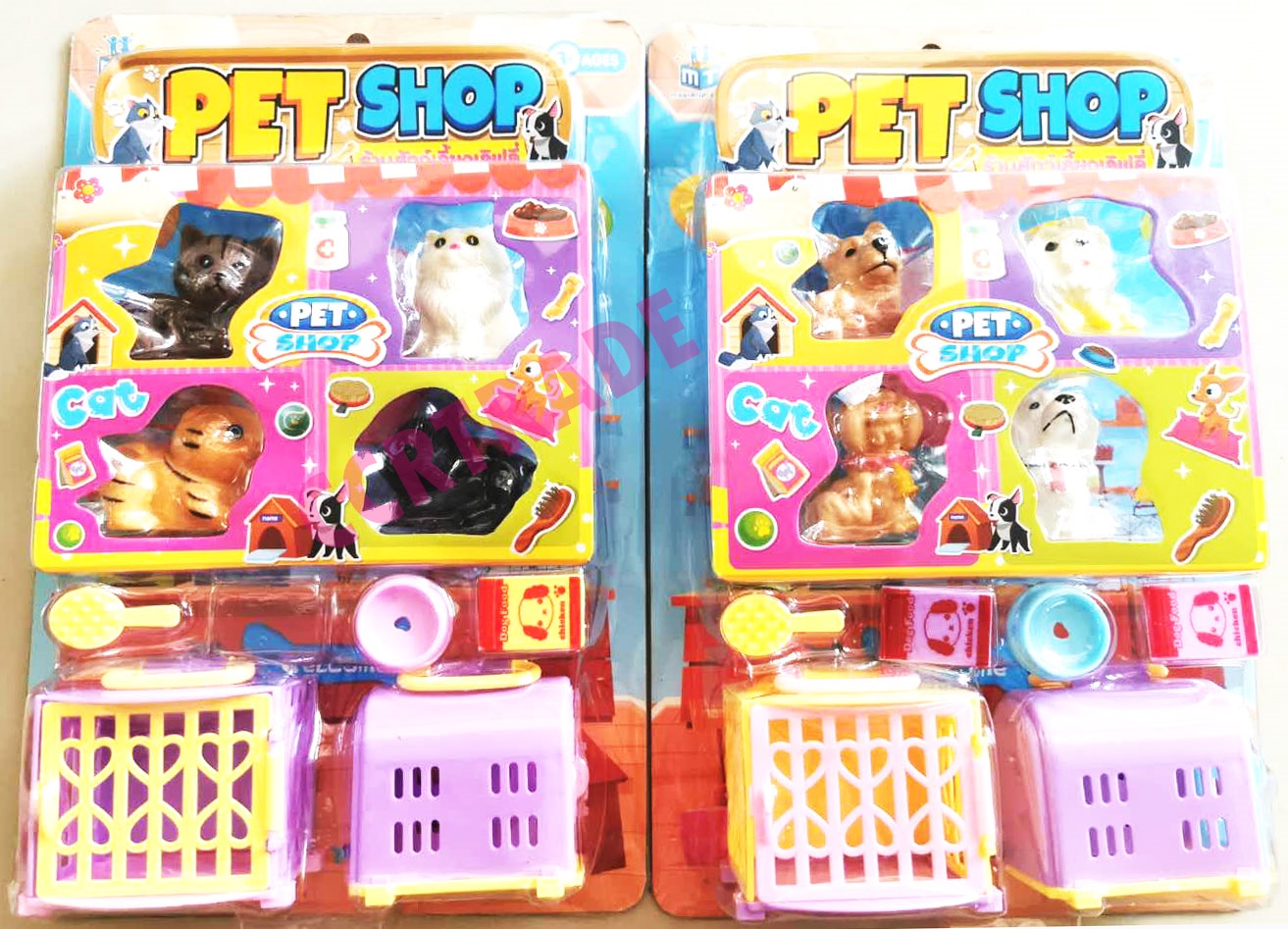 ชุดร้านสัตว์เลี้ยง 4 ตัว+อุปกรณ์แผงครอบ 20x30 ซม.(1x3)