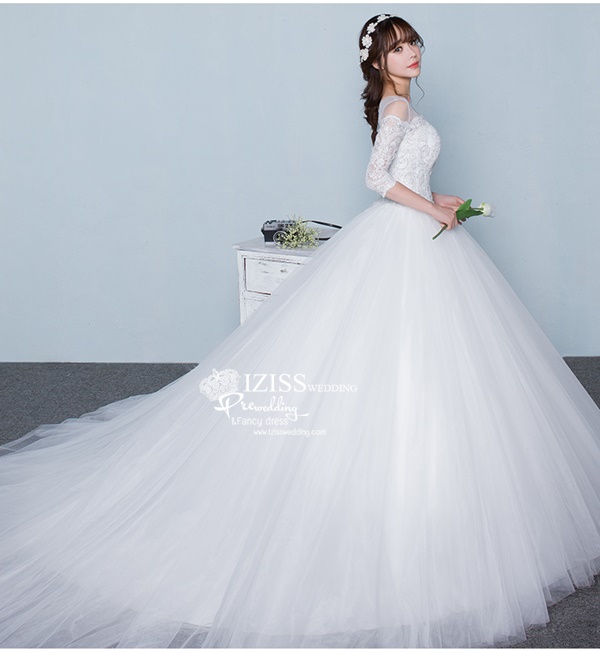 BR321 **พร้อมส่งแบบหางยาวค่ะ**ชุดแต่งงาน&ชุดเจ้าสาวแบบยาวสีขาวเกรดพรีเมี่ยม หรูหราน่ารัก สวยโดดเด่นไม่ซ้ำใคร