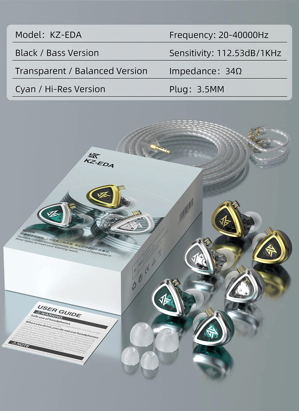 KZ EDA เซ็ตหูฟัง HiFi IEM ระดับมืออาชีพ ซื้อ 1 ได้ถึง 3 ประกันศูนย์ไทย