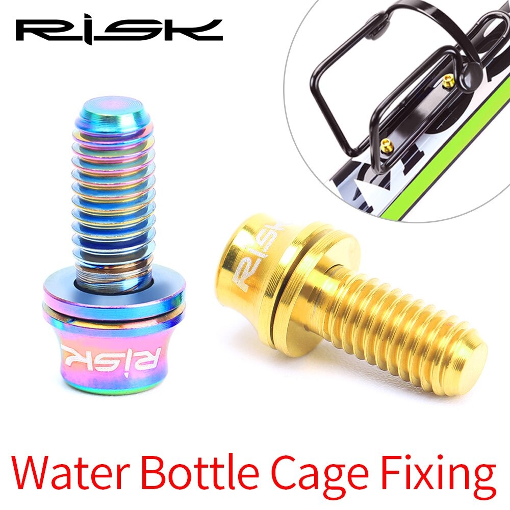 น็อตไทเทเนียมยึดขาขวดน้ำจักรยาน RISK TC4 M5X12mm 2 ชิ้น แบบมีแหวนรอง