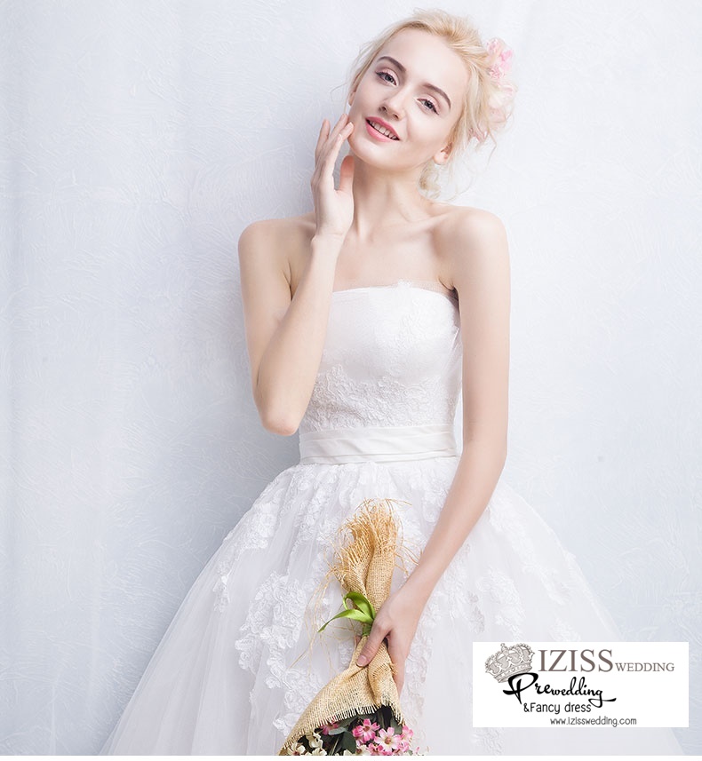 ฺBR113- **พรีออเดอร์**ชุดแต่งงาน&ชุดเจ้าสาวแบบยาวสีขาวเกรดพรีเมี่ยม เกาะอก ดีไซน์หรูหราน่ารัก สวยโดดเด่นไม่ซ้ำใคร