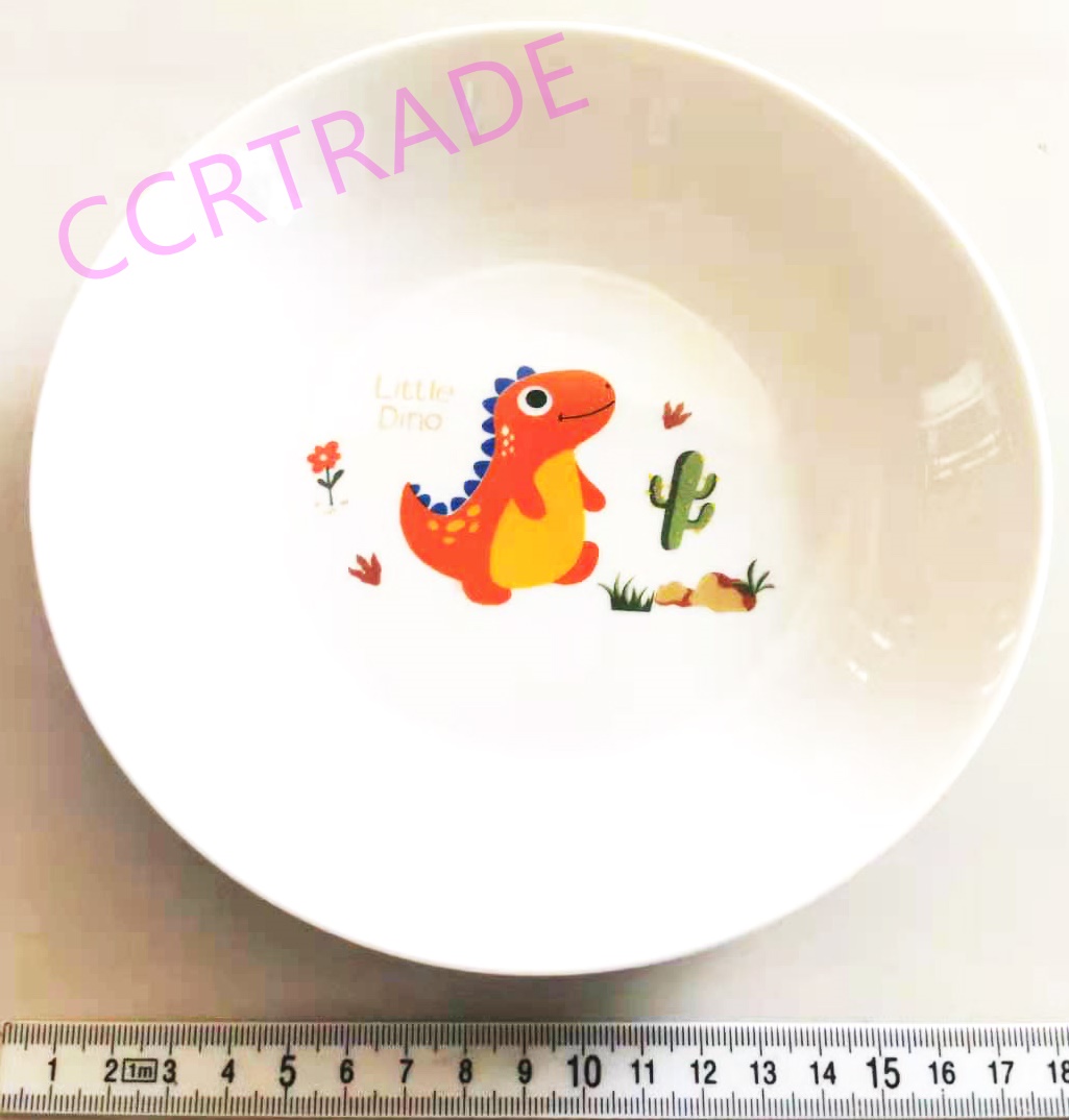จานกระเบื้อง ลาย Little Dino 7 นิ้ว (งานหนา)