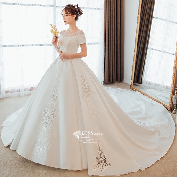 BR351 **พรีออเดอร์**ชุดแต่งงาน&ชุดเจ้าสาวแบบยาวอลังการ สีขาวเกรดพรีเมี่ยม หรูหราน่ารัก สวยโดดเด่นไม่ซ้ำใคร