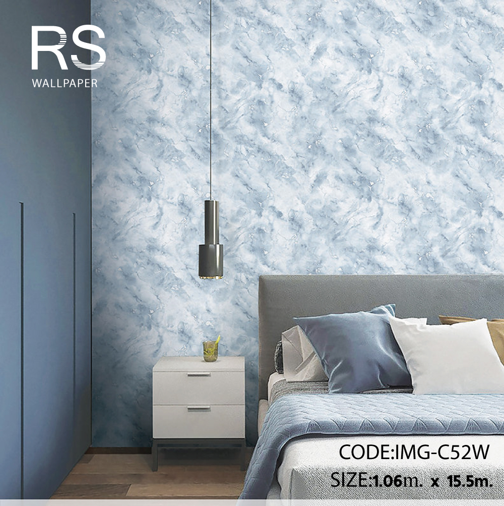 วอลเปเปอร์ลายหินอ่อน สีขาวฟ้าIMG-C52W