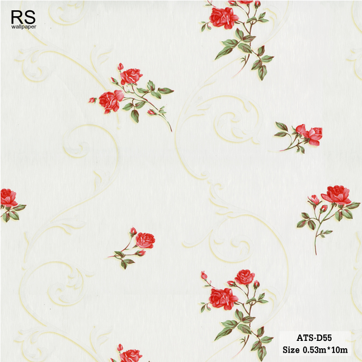 วอลเปเปอร์ ลายดอกไม้สีแดง ATS-D55