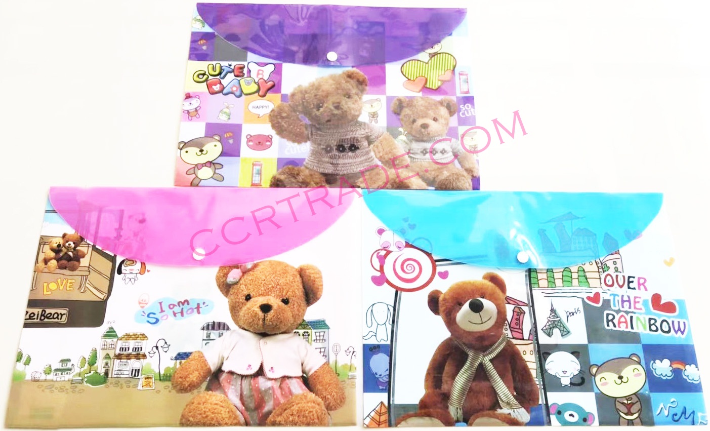 แฟ้มกระดุมการ์ตูนลายหมี(ซองใหญ่) 26x36 ซม.