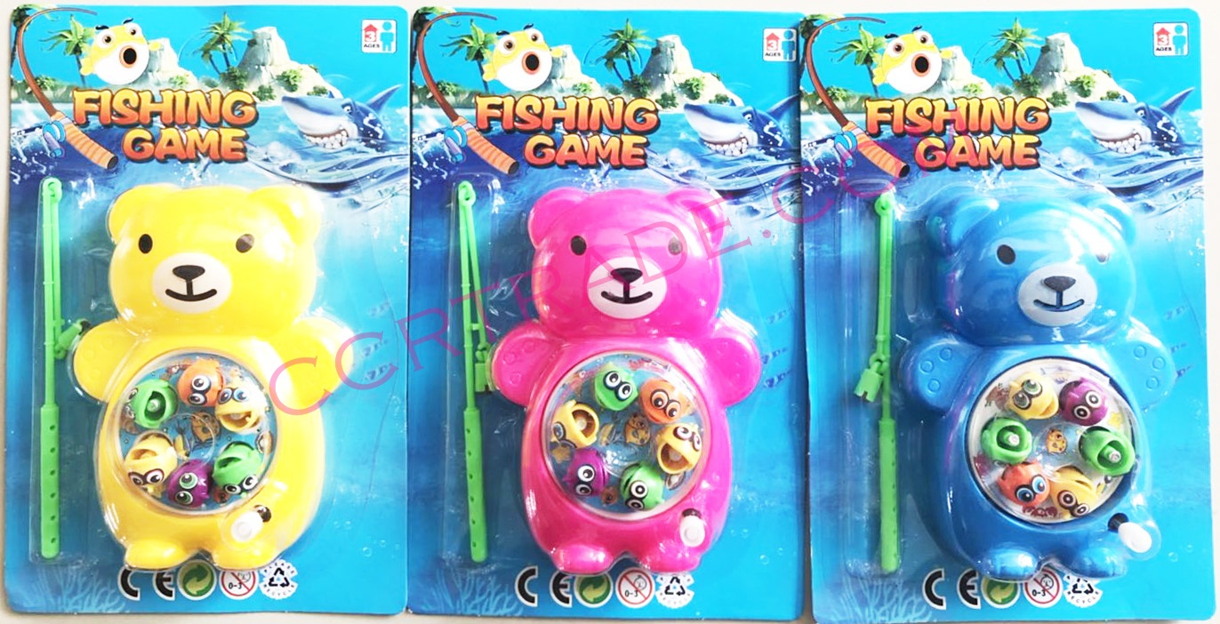 หมีสีสดตกปลาหมุน 6 ตัวไขลานแผง 21.5 ซม.