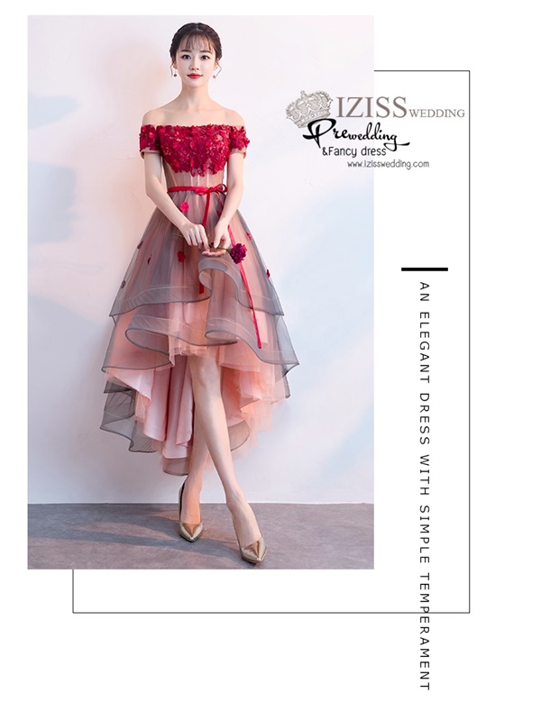 DS038 - Pre order ชุดราตรี เดรสสั้นออกงาน (short dresses) ชุดไปงานแต่งงานสวยๆ "ธีมสีแดง"