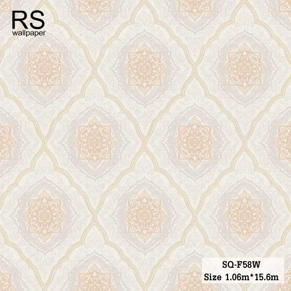 วอลเปเปอร์ ลายหลุยส์คลาสสิค พื้นสีน้ำตาลอมชมพู SQ-F58W