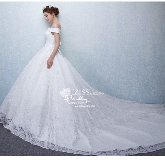 BR127 **พรีออเดอร์**ชุดแต่งงาน&ชุดเจ้าสาวแบบยาวสีขาวเกรดพรีเมี่ยม เปิดไหล่ มีแขน หรูหราน่ารัก สวยโดดเด่นไม่ซ้ำใคร